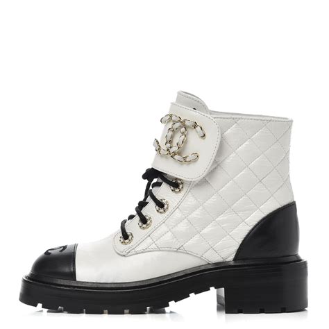 Chanel quilted combat boots